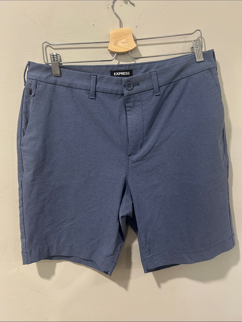 Express Men's Slate Blue Flat-Front Shorts